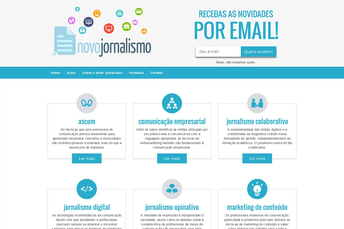 Captura de tela do site Novo Jornalismo